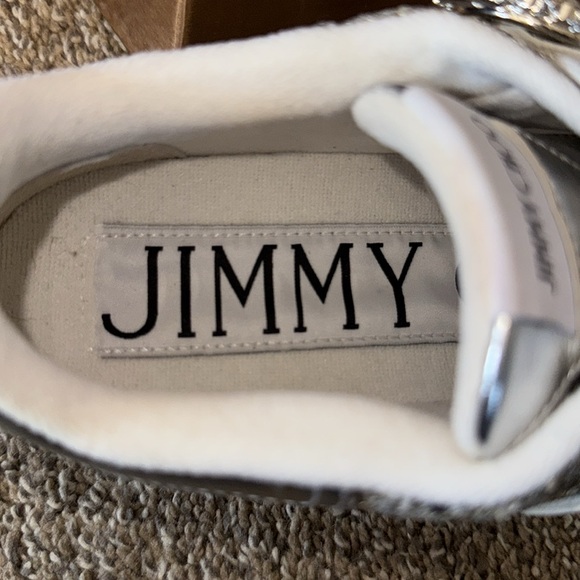 Authentic Jimmy Choo silver glittered & crystal Osaka sneakers - Picture 6 of 8